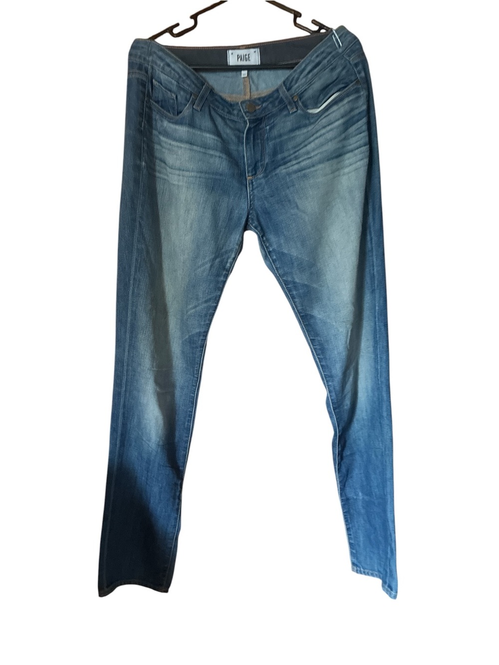 PAIGE Men's Slim Tapered Jeans Size 30 Medium Wash Whiskered Denim